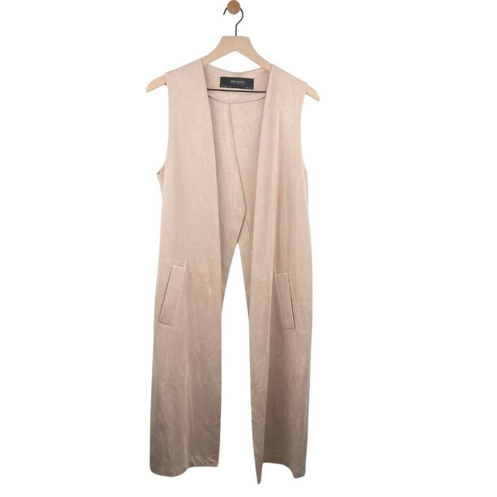 Zara Suede Long Vest Blush Small